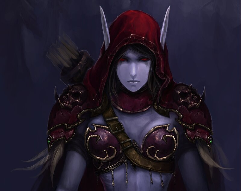 Female Elf Archer — Purple, Dark, Serious
