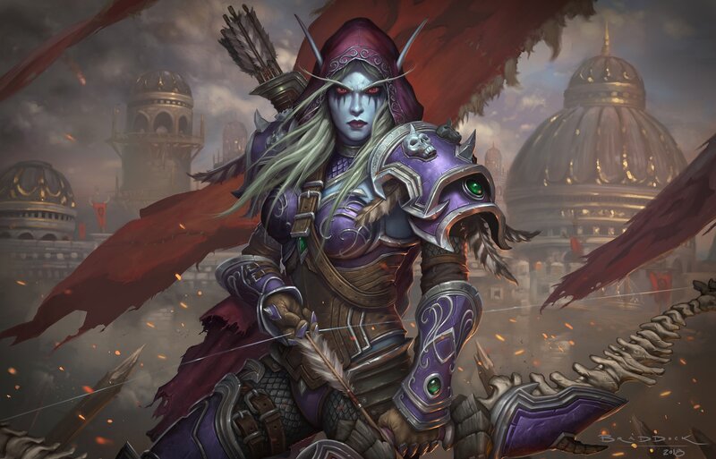 Female Elf Archer — Purple, Dramatic, Digital Art