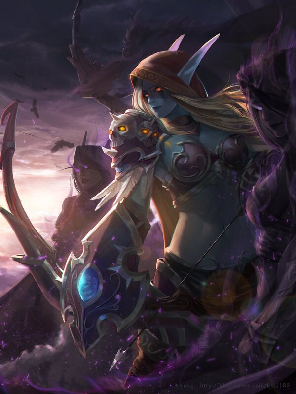 Female Elf Archer — Purple, Dramatic, Sunset