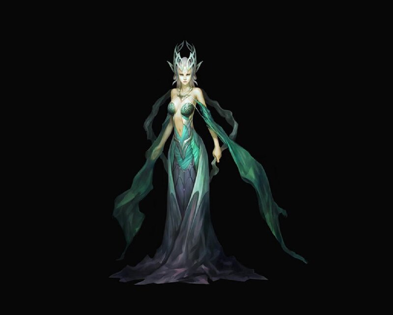 Female Elf Character — Green