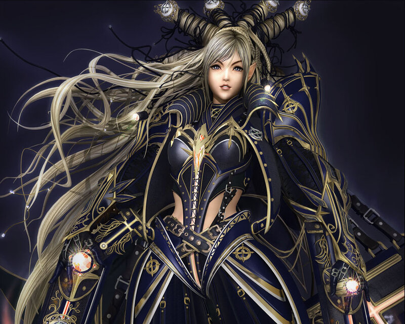 Female Elf in Armor — Blue