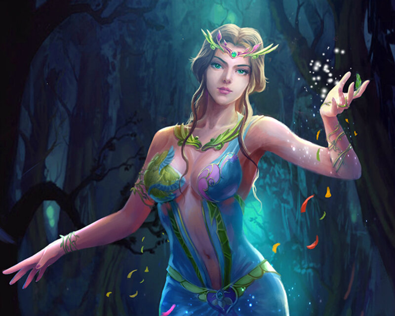 Female Elf in Forest — Blue, Mystical