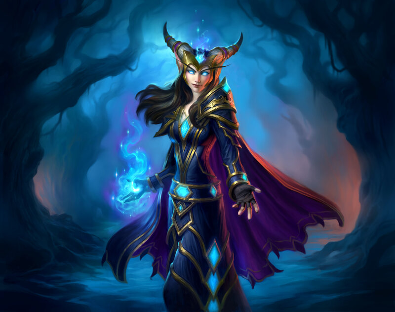 Female Elf Mage — Blue, Dramatic