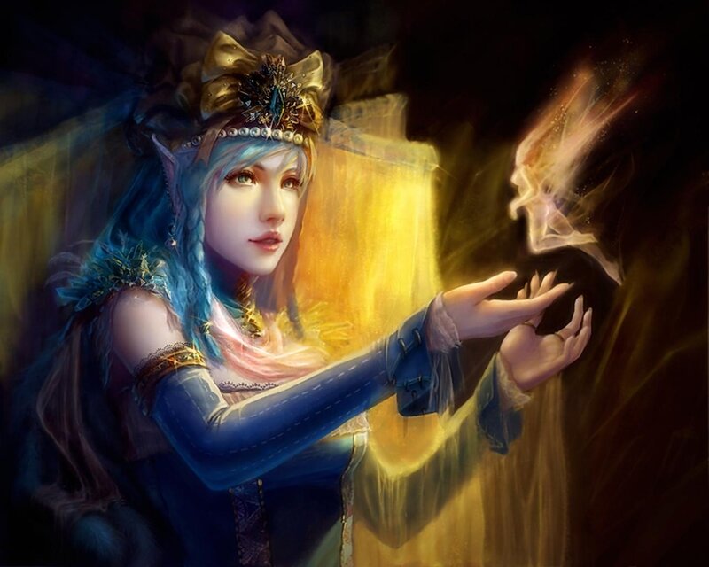 Female Elf Mage — Blue