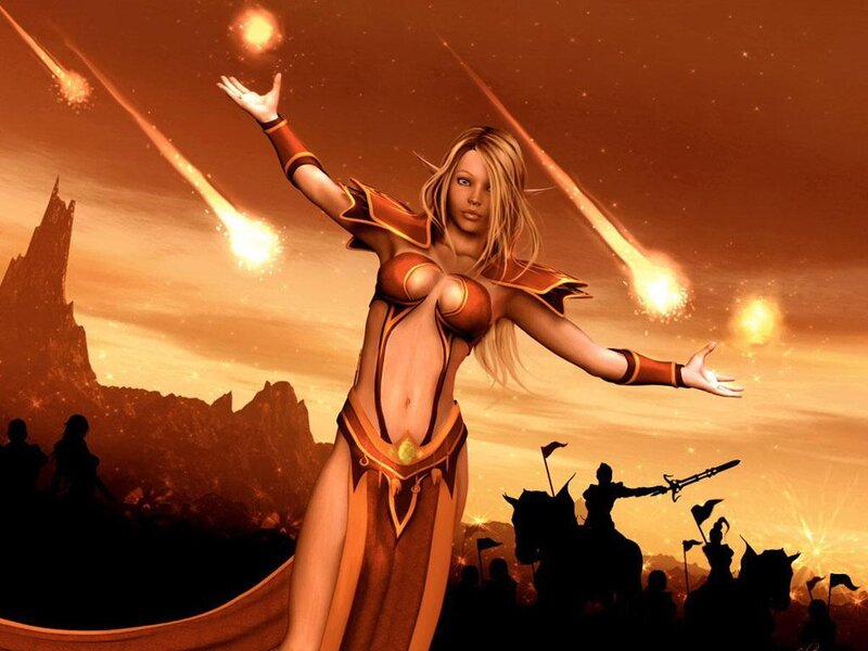 Female Elf Mage Casting Spell — Orange