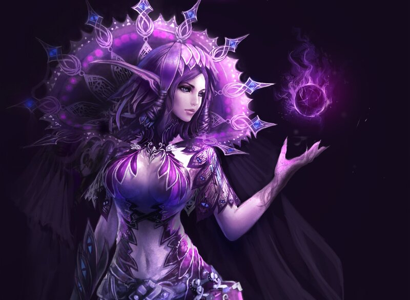 Female Elf Mage — Purple