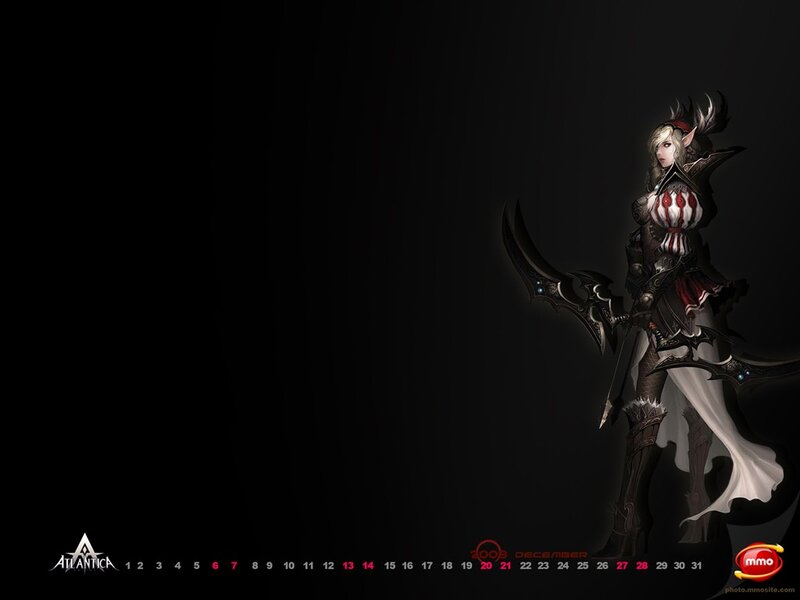 Female Elf Warrior — Black, Dramatic, Night, Digital Art, Calendar