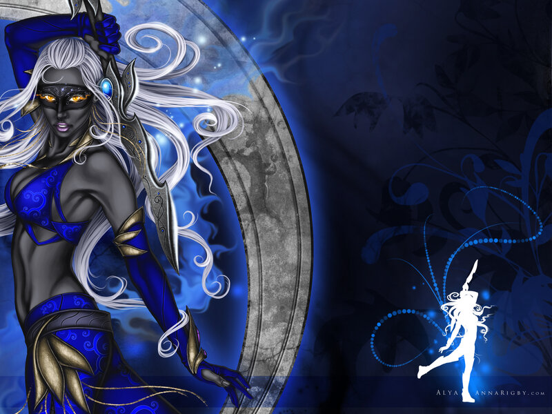Female Elf Warrior — Blue, Dramatic, Night, Digital Art