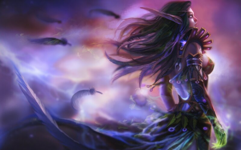 Female Elf Warrior — Purple, Dramatic, Digital Art