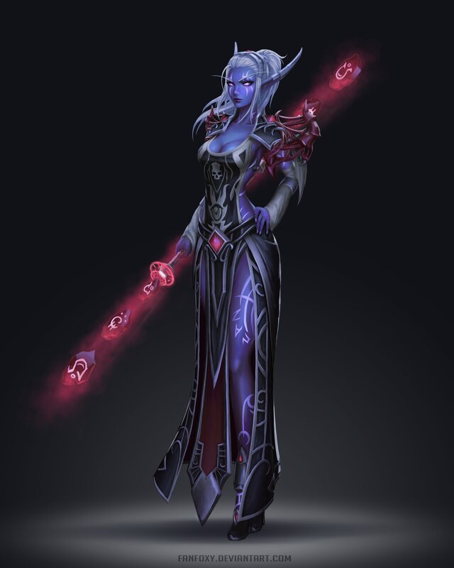 Female Elf Warrior — Purple, Dramatic, Night, Digital Art, Sword, Armor