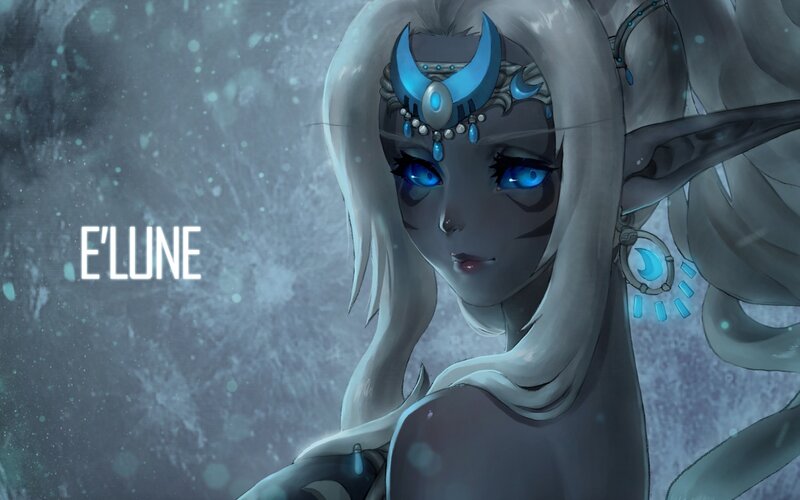 Female Elf with Blue Eyes — Gray