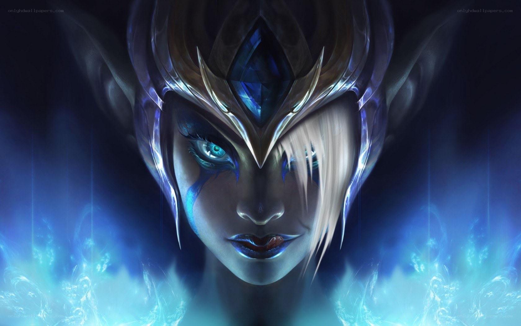female elf with blue eyes