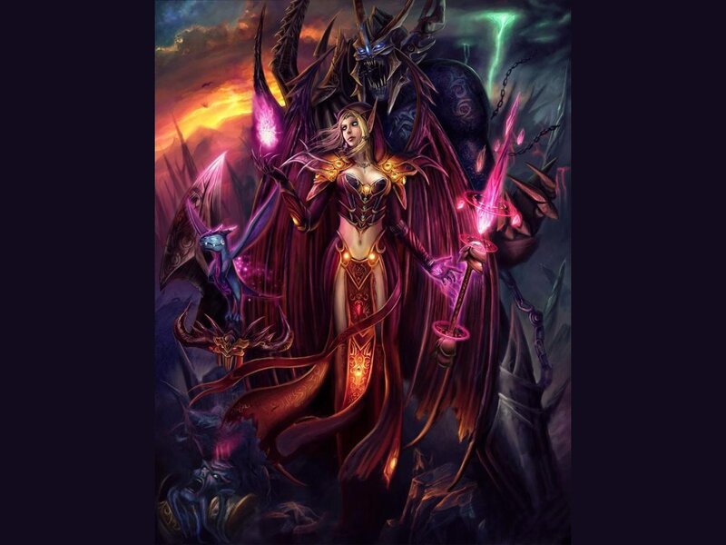 Female Elf with Dark Wings