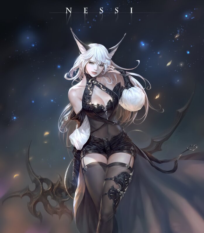 Female Elf with Horns — Black