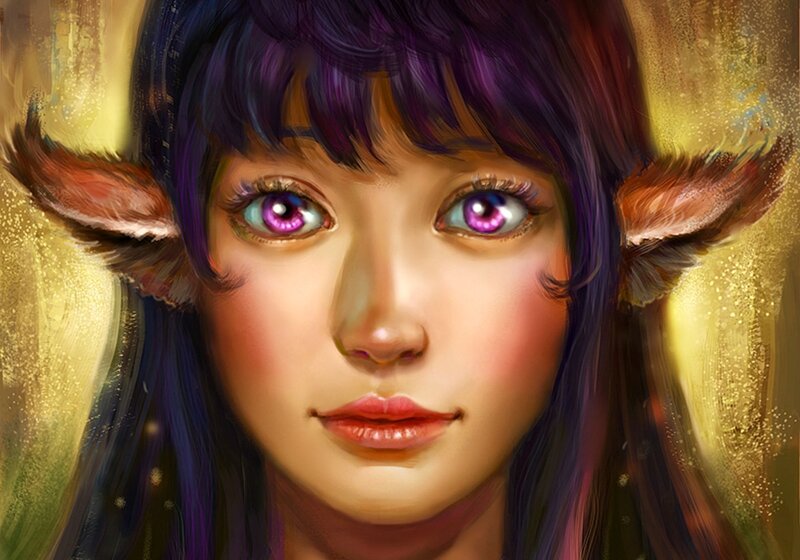 Female Elf with Purple Hair — Serene