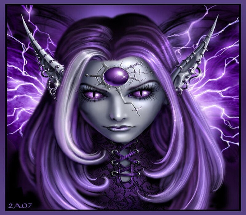 Female Elf with Purple Hair
