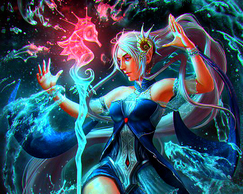 Female Elf with Seahorse