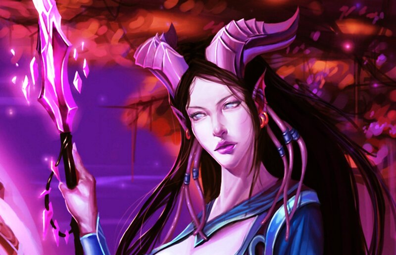 Female Elf with Staff — Purple, Dramatic, Night