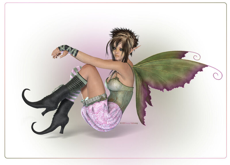 Female Fairy Character — Green, Playful