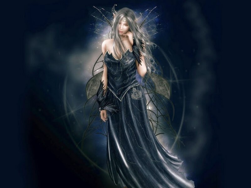 Female Fairy in Black Dress — Dramatic