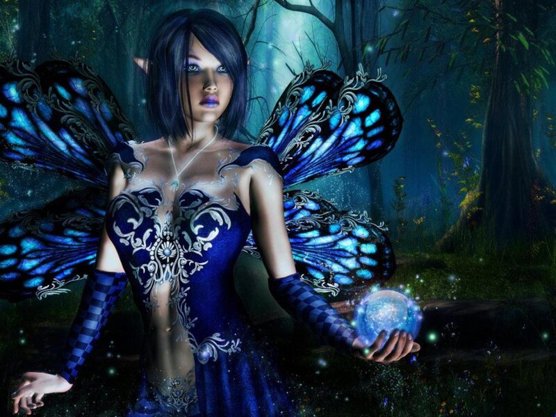 Female Fairy in Forest — Blue