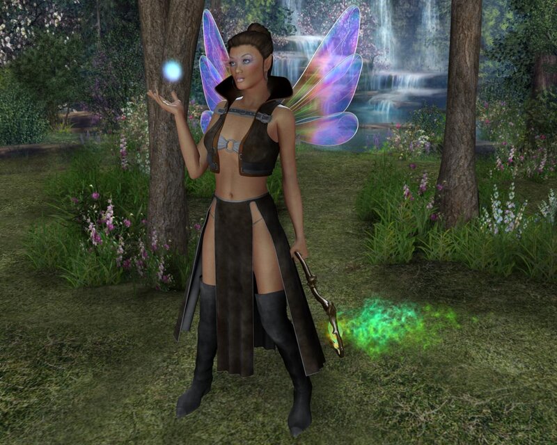 Female Fairy in Forest — Green