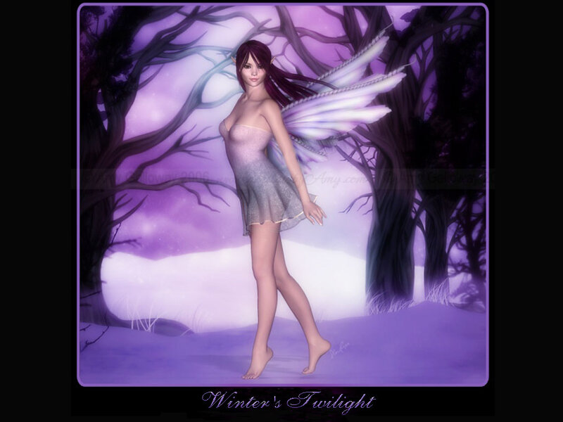 Female Fairy in Forest — Purple