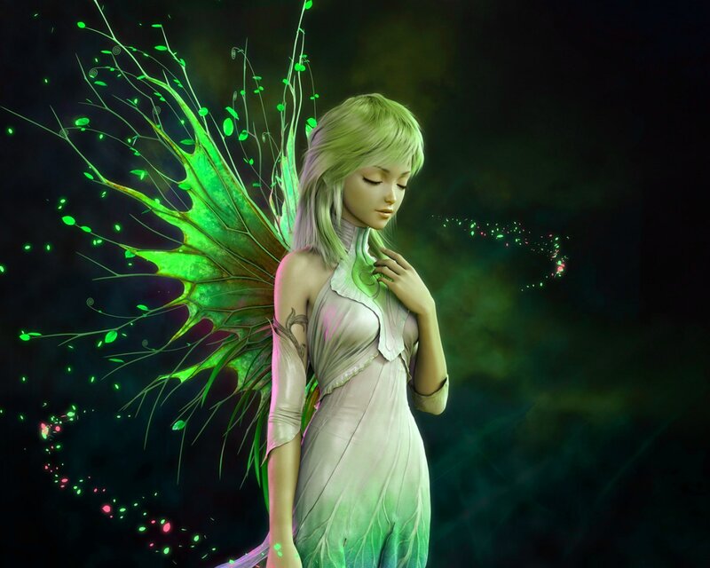 Female Fairy with Green Wings