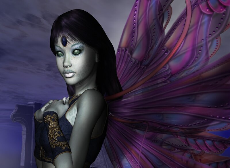 Female Fairy with Purple Wings