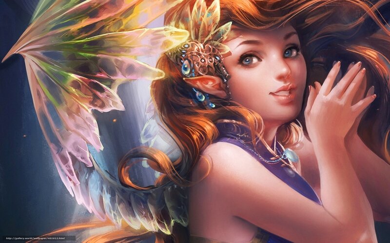 Female Fairy with Wings — Blue, Serene, Digital Art, Earrings
