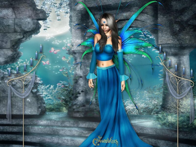 Female Fairy with Wings — Blue