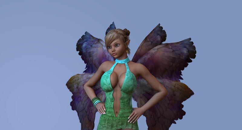 Female Fairy with Wings — Green