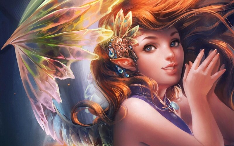 Female Fairy with Wings — Orange