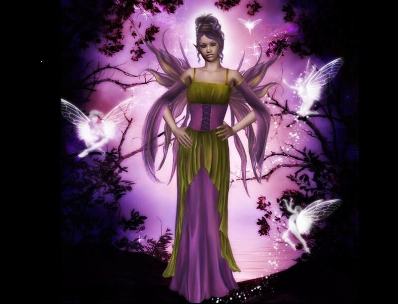 Female Fairy with Wings — Purple, Magical