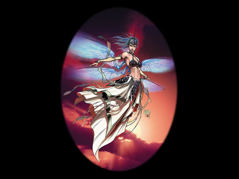 Female Fairy with Wings — Red