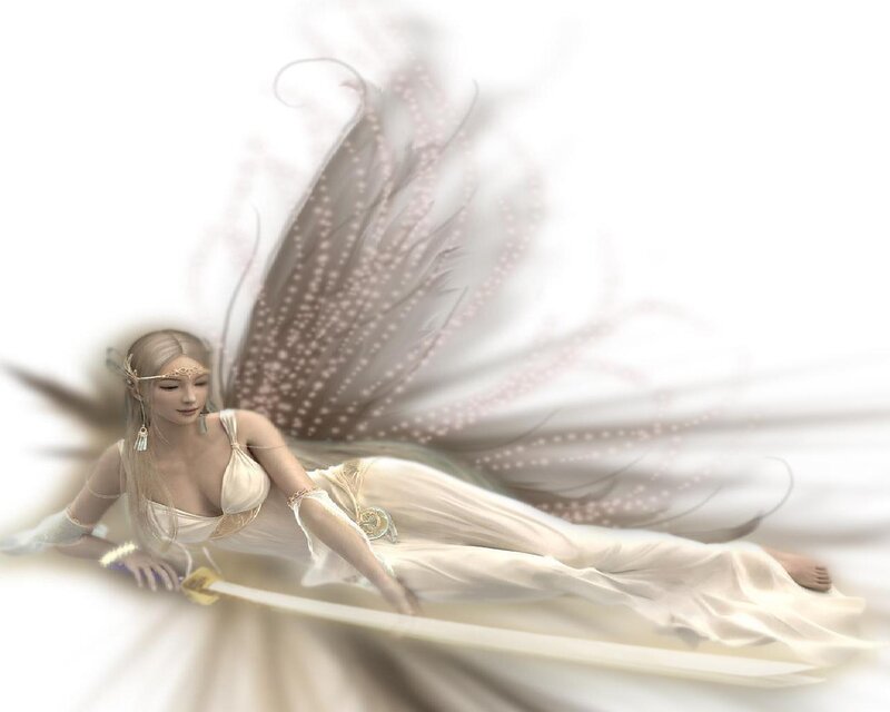 Female Fairy with Wings — White, Serene