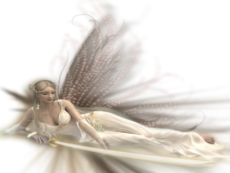 Female Fairy with Wings — White