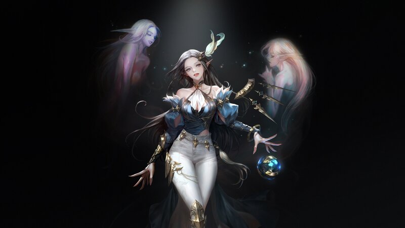 Female Fantasy Character — Black, Dramatic, Night, Digital Art