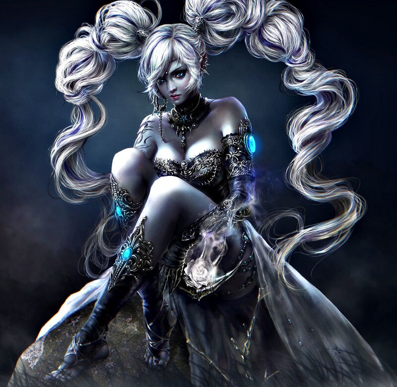 Female Fantasy Character — Black, Dramatic, Night