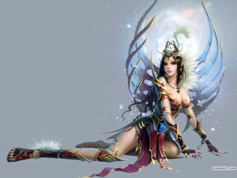Female Fantasy Character — Blue, Dramatic, Digital Art