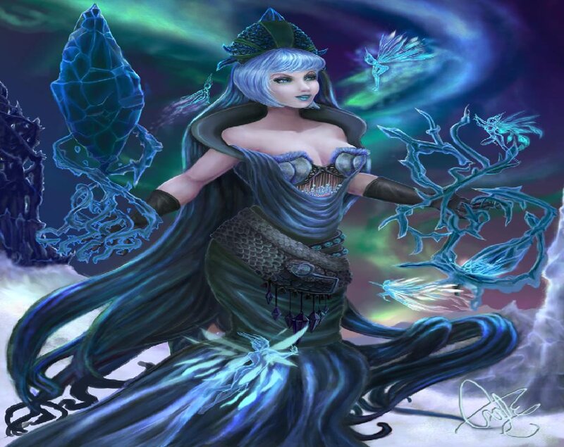 Female Fantasy Character — Blue, Dramatic, Night, Digital Art