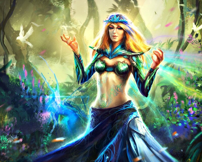 Female Fantasy Character — Blue, Magical, Afternoon
