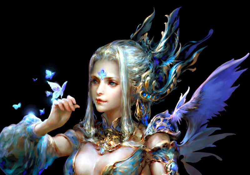 Female Fantasy Character — Blue, Serene, Digital Art