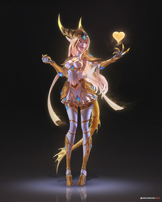 Female Fantasy Character — Gold, Dramatic, Night