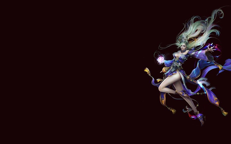 Female Fantasy Character — Purple, Dramatic, Digital Art, Magic, Long Hair