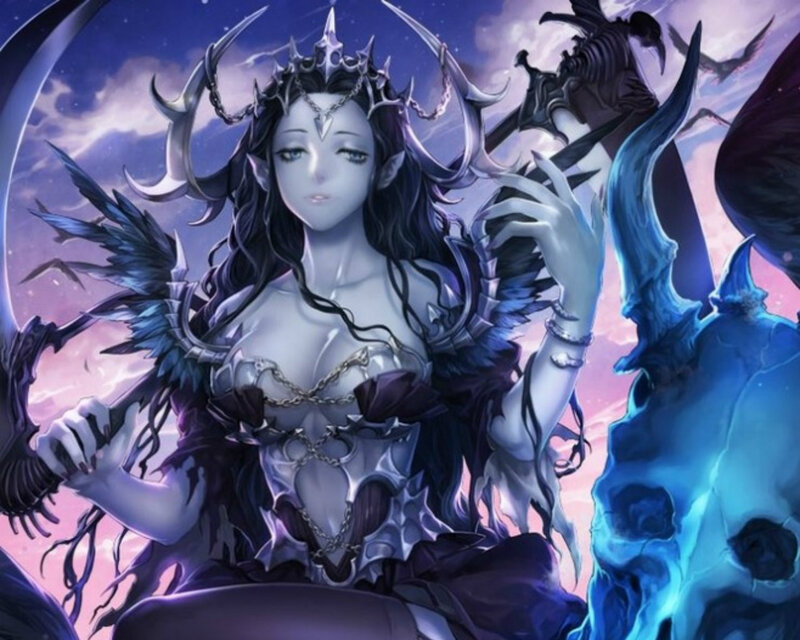 Female Fantasy Character — Purple, Dramatic, Night, Digital Art, Crown