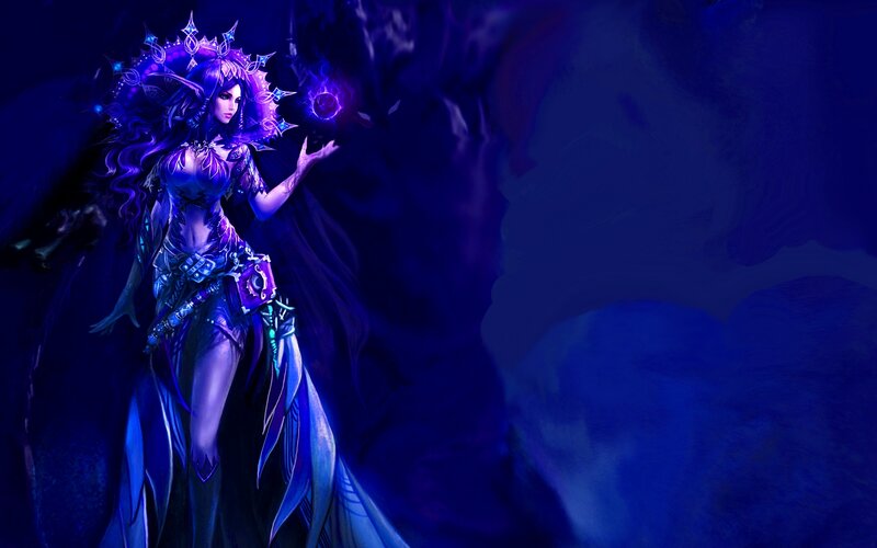 Female Fantasy Character — Purple, Dramatic, Night, Digital Art, Magic, Crown