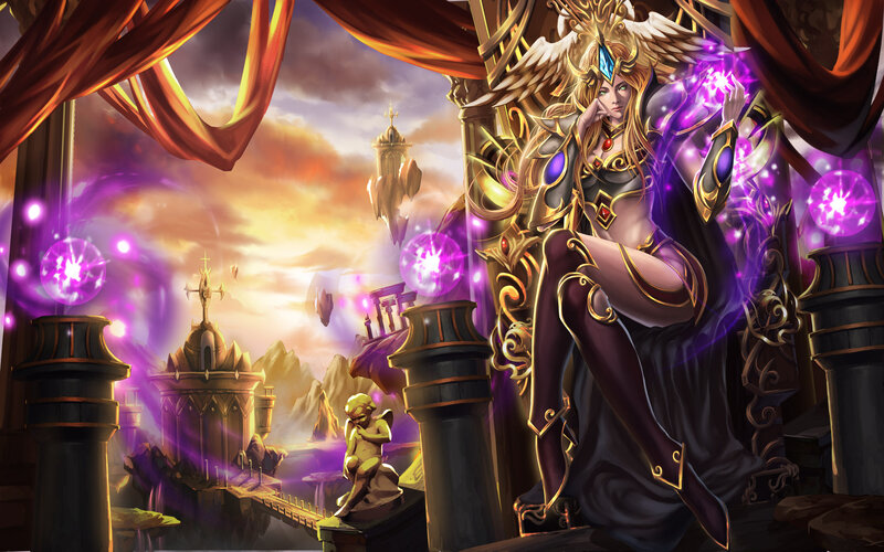 Female Fantasy Character — Purple, Dramatic, Sunset