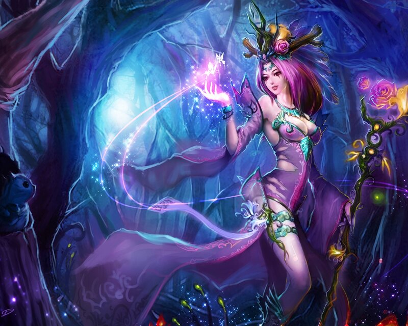 Female Fantasy Character — Purple, Magical, Night