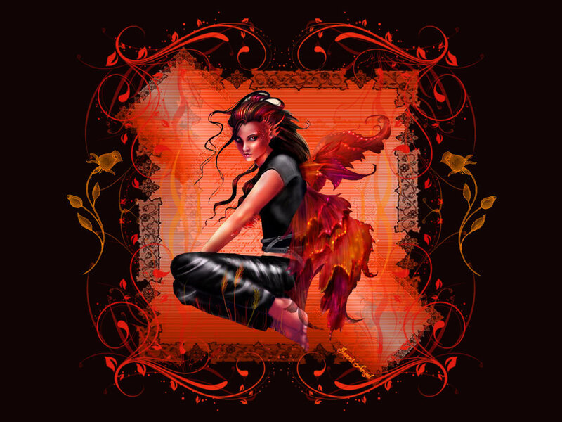 Female Fantasy Character — Red, Dramatic, Digital Art